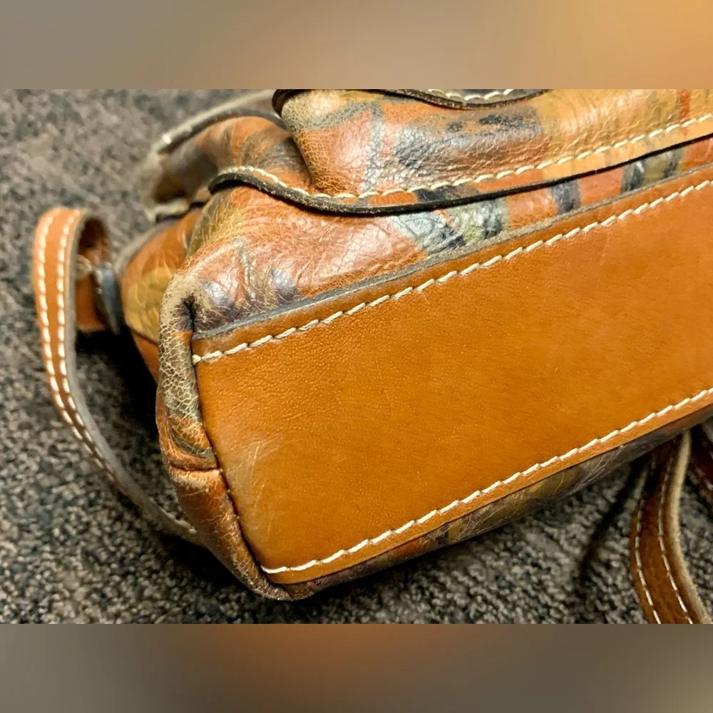 PATRICIA NASH Avellino Italian Leather‎ Floral Brown Crossbody Shoulder Bag